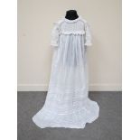 A fine lace brocade christening gown