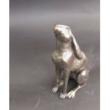 A bronzed finish hare moon gazing 17cm tall