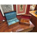 A 19th Century mahogany tea caddy and jewellery box a/f