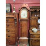 A George III East Anglian longcase clock with painted arch dial,