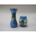 Two Moorcroft Enamels "Blue Reflections" pieces including ginger jar and vase,