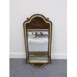 A 19th Century wall hanging bevel edged pier mirror with gilt relief decoration and shelf,