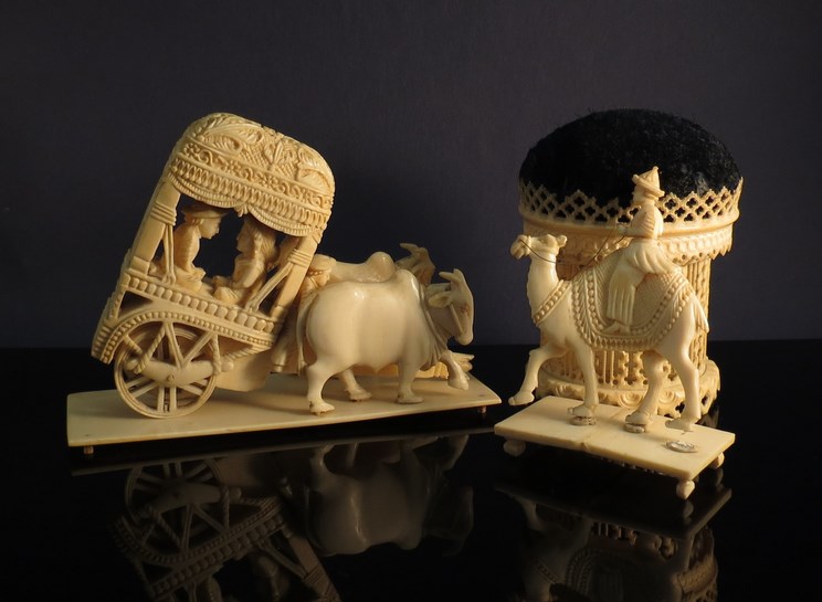 An early 20th Century ivory pin cushion,