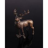 A miniature solid bronze stag,