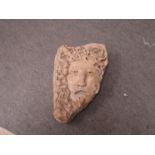 A carved stone head of a satyr