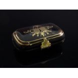 A 19th Century tortoiseshell rounded rectangular purse with inlaid gold and silver decoration