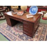 A George III revival mahogany twin pedestal writing desk,