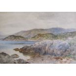 JOHN NESBITT (1831-1904) A framed and glazed watercolour mountainous loch shore,