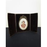 An early 20th Century miniature portrait on ivory of Florence Soden wife of General Borradadaile in