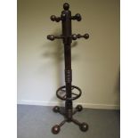 An unusual oak and ash coat and hat stand