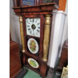 An American rosewood veneered and gilded wall clock with glazed panel doors, Roman chapter ring,