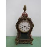 A 19th Century French boulle work Raingo Frere mantel clock, ormulu mounts and acorn finial,