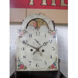 A Georgian oak longcase clock with painted arch dial signed D.