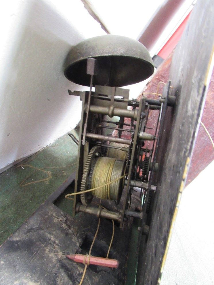 A 19th Century oak longcase clock of large proportions with painted square dial, 8 day movement, - Image 3 of 3