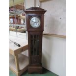 An Edwardian diminutive longcase clock, Arabic silvered dial, 8-day movement, key and pendulum,