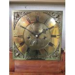 A pine longcase clock, with 30 hour movement and brass square dial, siged Joshua Harrocks,