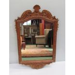 A Victorian carved pine decorative mirror with scallop and acanthus detail,