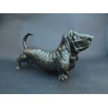 A cold cast bronze resin Basset hound,