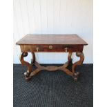 Circa 1700 a William & Mary walnut side table the single frieze drawer over square double "C"