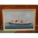 A framed and glazed gouache of RMS Ophia,