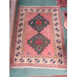 A modern handwoven rug with diamond design,