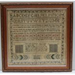 An early 19th Century sampler by Mary Raven, aged 10 years, March 1825,