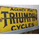 An enamelled sign "Agency for Triumph Cycles"