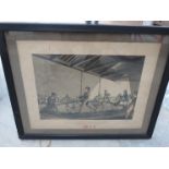 A framed and glazed etching 'Johnson's Pedestrian Hobby horse riding school at 377,