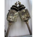 A pair of plated candle carriage lamps