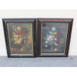 Two 19th Century still life paintings of flowers, deterioration present, framed and glazed,