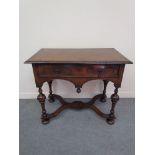 An 18th Century revival burr walnut side table the crossbanded quarter veneered top over a single