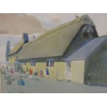 JOHN SERGEANT: Watercolour entitled verso The School, November Weston on the Green, Oxen, 31 x 37cm,