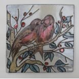 A wall plaque/tile depicting two love birds, Germany,