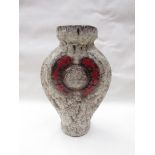 A West German Fat Lava vase by Jopeko, brown/cream textured glaze with red highlights,