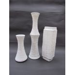 Three KPM - Kerafina white matte vases,