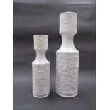 Two KPM white porcelain vases 634/1,