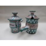 A pair of Vallauris jampots by Robert Piccault 16cm high x 14cm