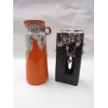 Two West German "Fat Lava" vases, Brown/White "Chimney" vase 1445/21,