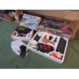 Two boxes Scalextric sets and a bag of accessories