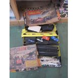 A Scalextric set "80" box and contents including four cars and a HP/1 set extension pack and