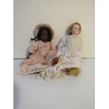 Two 12" German bisque head dolls