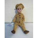 A 6" bisque head soldier doll