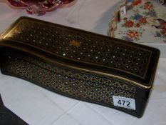 A lovely French ebonised boulle glove box