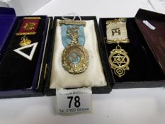 A cased Masonic silver gilt medal/jewel, Creaton Lodge,