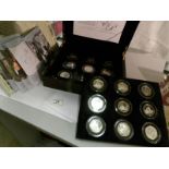 A cased set of 18 silver proof Diamond wedding anniversary coins