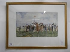 A watercolour painting of 'A day at the races' (possibly Ripon or Beverley) by Lincolnshire bases