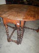 A period oak barley twist gate leg table
 
154cm wide, 137cm length, 76cm height, when open