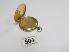 A 14ct gold full hunter gentleman's pocket watch with gold numbers and with vacant cartouche to