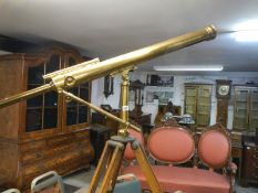 An impressive late Victorian/Edwardian 3" refracting telescope by C F Casella & Co., Ltd. Brass body