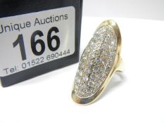 A large all over diamond yellow gold ring, size V